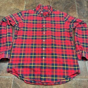 Ralph Lauren Red and Navy Plaid Button-Down Shirt
